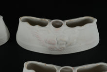 Load image into Gallery viewer, Set of 4 Antique German Bisque Porcelain Toothbrush / Razor Holders – Cherub Relief – 6" Vanity Accessories