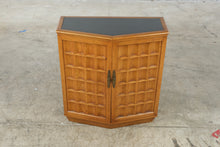 Load image into Gallery viewer, Heritage Asian Modern Oak Two-Door Accent Cabinet with Black Inset Top
