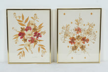 Load image into Gallery viewer, Sally Dowdy Framed Pressed Flower Art Pair Botanical Wall Decor 11x14