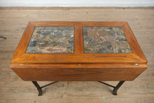 Load image into Gallery viewer, Drop Leaf Dining Table with Faux Stone Inlay and Twisted Iron Base