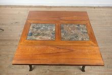 Load image into Gallery viewer, Drop Leaf Dining Table with Faux Stone Inlay and Twisted Iron Base