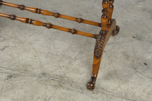Load image into Gallery viewer, Vintage Drop Leaf Writing Desk with Two Drawers and Turned Stretcher Base