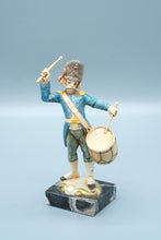 Load image into Gallery viewer, Vintage Italian Military Drummer Figurine on Carrara Marble Base – Depose Italy – 7.5" Tall