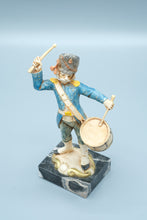 Load image into Gallery viewer, Vintage Italian Military Drummer Figurine on Carrara Marble Base – Depose Italy – 7.5" Tall