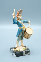 Load image into Gallery viewer, Vintage Italian Military Drummer Figurine on Carrara Marble Base – Depose Italy – 7.5" Tall