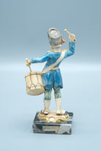 Load image into Gallery viewer, Vintage Italian Military Drummer Figurine on Carrara Marble Base – Depose Italy – 7.5" Tall
