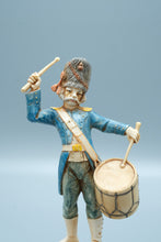 Load image into Gallery viewer, Vintage Italian Military Drummer Figurine on Carrara Marble Base – Depose Italy – 7.5" Tall