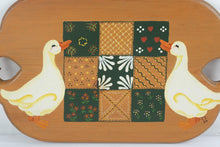 Load image into Gallery viewer, Vintage 1986 Hand Painted Folk Art Geese Quilt Wood Wall Plaque Hearts