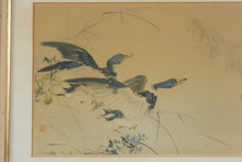 Load image into Gallery viewer, Vintage Japanese Geese Bird Art Print Signed Framed 22 x 17