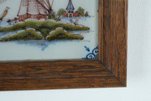 Load image into Gallery viewer, Framed Dutch Delft Tile Windmill Scene by Tichelaars Royal Makkum 7 Inch