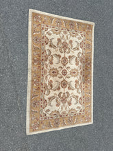 Load image into Gallery viewer, Traditional Floral Border Area Rug – Neutral Beige & Ivory (Machine-Made)