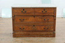 Load image into Gallery viewer, Eastlake Marble Top 4 Drawer Dresser Chest with Carved Details