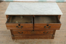 Load image into Gallery viewer, Eastlake Marble Top 4 Drawer Dresser Chest with Carved Details