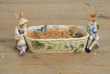 Load image into Gallery viewer, Fitz & Floyd Classics Old World Rabbits Cracker Server – Handcrafted Ceramic Easter Basket, 12” Wide