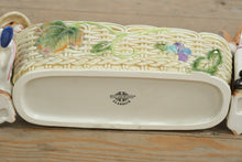 Load image into Gallery viewer, Fitz & Floyd Classics Old World Rabbits Cracker Server – Handcrafted Ceramic Easter Basket, 12” Wide