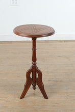 Load image into Gallery viewer, Vintage Inlaid Round Pedestal Accent Table with Tripod Base