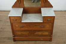 Load image into Gallery viewer, Antique Victorian Dresser with Split Marble Top and Mirror
