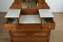 Load image into Gallery viewer, Antique Victorian Dresser with Split Marble Top and Mirror