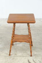 Load image into Gallery viewer, Antique Oak Edison Table with Turned Legs and Lower Shelf