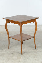 Load image into Gallery viewer, Vintage Oak Side Table with Lower Shelf and Cabriole Legs