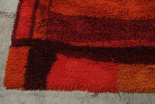 Load image into Gallery viewer, Ege Rya De Luxe Danish Vintage Wool Shag Rug 1970s Orange Red 98 x 132