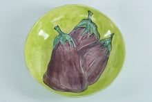 Load image into Gallery viewer, Hand-Painted Studio Pottery Bowl – Signed Artisan Ceramic with Eggplant Design