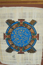 Load image into Gallery viewer, Framed Mesoamerican Style Mandala Artwork Symbolic Circular Design on Papyrus