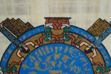 Load image into Gallery viewer, Framed Mesoamerican Style Mandala Artwork Symbolic Circular Design on Papyrus