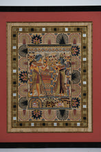 Load image into Gallery viewer, Egyptian Papyrus Artwork – Hand-Painted Scene of Royal Offering – 32.5” x 39.5” Framed