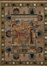 Load image into Gallery viewer, Egyptian Papyrus Artwork – Hand-Painted Scene of Royal Offering – 32.5” x 39.5” Framed