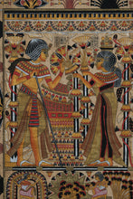 Load image into Gallery viewer, Egyptian Papyrus Artwork – Hand-Painted Scene of Royal Offering – 32.5” x 39.5” Framed