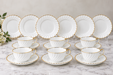 Load image into Gallery viewer, Gladstone Old Grecian Flute 18 Piece Bone China Tea and Dessert Set England