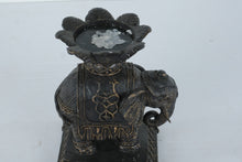 Load image into Gallery viewer, Bombay Vintage Elephant Lotus Candle Holder Black Gold Resin Figurine 8 Inch