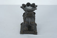 Load image into Gallery viewer, Bombay Vintage Elephant Lotus Candle Holder Black Gold Resin Figurine 8 Inch