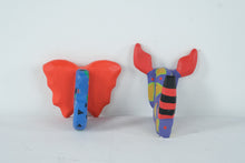 Load image into Gallery viewer, Tiger Lily Robert Tolone Elephant and Rhino Wooden Wall Hooks Hand Painted Folk Art