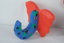 Load image into Gallery viewer, Tiger Lily Robert Tolone Elephant and Rhino Wooden Wall Hooks Hand Painted Folk Art