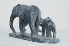 Load image into Gallery viewer, Carved Momma Elephant With Her Calf Sculpture - Austin Productions - 1972
