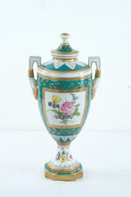 Load image into Gallery viewer, Elios Italy Hand-Painted Porcelain Lidded Urn – 18" Tall, Floral & Gold Gilt, Signed
