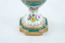 Load image into Gallery viewer, Elios Italy Hand-Painted Porcelain Lidded Urn – 18" Tall, Floral & Gold Gilt, Signed
