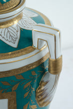 Load image into Gallery viewer, Elios Italy Hand-Painted Porcelain Lidded Urn – 18" Tall, Floral & Gold Gilt, Signed