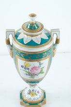 Load image into Gallery viewer, Elios Italy Hand-Painted Porcelain Lidded Urn – 18" Tall, Floral & Gold Gilt, Signed