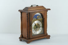 Load image into Gallery viewer, Walnut Moon Phase Mantle Clock by Emperor