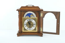 Load image into Gallery viewer, Walnut Moon Phase Mantle Clock by Emperor