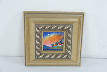 Load image into Gallery viewer, Small Enamel Tropical Landscape Painting Ornate Gold Frame 7 Inch