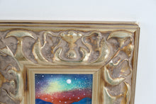 Load image into Gallery viewer, Small Enamel Landscape Painting Ornate Gold Frame 6 Inch Square
