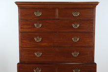 Load image into Gallery viewer, 19th Century English Mahogany Tall Chest on Chest with Brass Hardware
