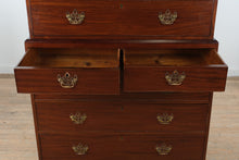 Load image into Gallery viewer, 19th Century English Mahogany Tall Chest on Chest with Brass Hardware