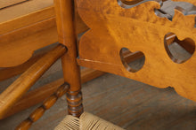 Load image into Gallery viewer, Vintage Maple Farmhouse Dining Table with 6 Rush Seat Chairs and Two Leaves