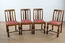 Load image into Gallery viewer, English Oak Pub Dining Table Set with Draw Leaf Extension and 4 Chairs