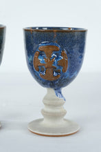 Load image into Gallery viewer, Winchcombe Pottery Goblets Pair Blue Glaze Chalice Cups England Studio Pottery